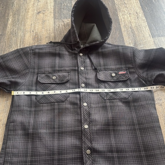 Dickies Gray And Black Plaid Hooded Men’s Jacket Size Medium 38-40 Snap Closure - Picture 4 of 10